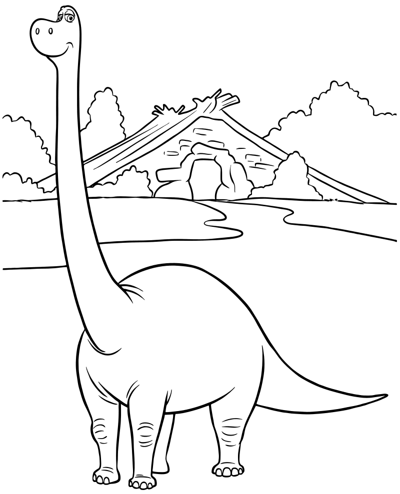 Раскраска - Хороший динозавр - Апатозавр Ида мама Арло