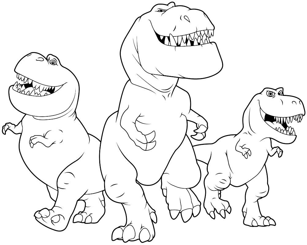 Раскраска - Хороший динозавр - Нэш, Бур и Рамзи