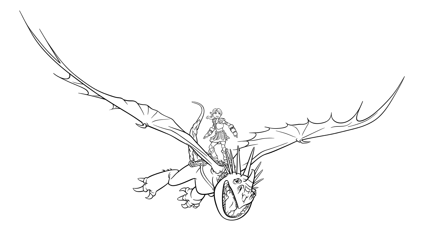 Раскраска - Как приручить дракона 3 - Астрид летит на Громгильде