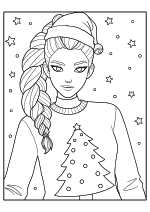 Раскраска - Кейпоп-охотницы на демонов - Руми в рождественском свитере