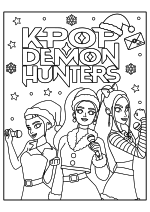 Раскраска - Кейпоп-охотницы на демонов - Рождественская группа Huntrix