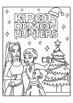 Раскраска - Кейпоп-охотницы на демонов - Рождество Миры и Зои