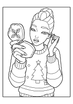 Раскраска - Кейпоп-охотницы на демонов - Руми наносит макияж