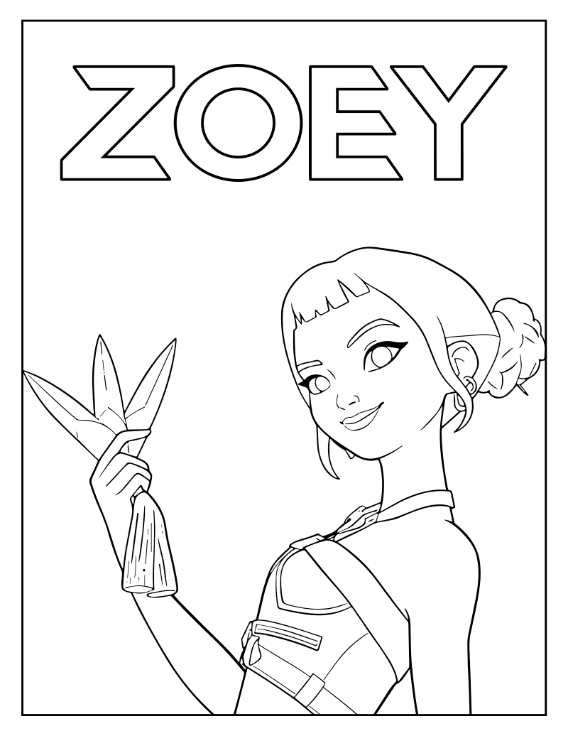 Раскраска - Кейпоп-охотницы на демонов - Зои с Шин-калем