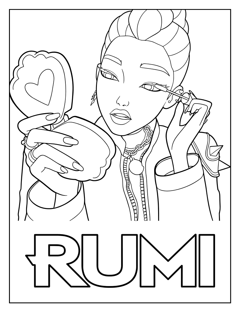 Раскраска - Кейпоп-охотницы на демонов - Макияж Руми