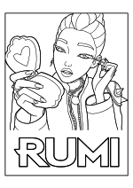 Раскраска - Кейпоп-охотницы на демонов - Макияж Руми