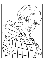 Раскраска - Кейпоп-охотницы на демонов - Джуни из Saja Boys