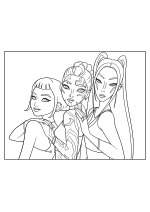 Раскраска - Кейпоп-охотницы на демонов - Участницы группы Huntrix