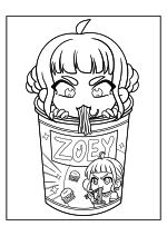 Раскраска - Кейпоп-охотницы на демонов - Зои Лапша быстрого приготовления