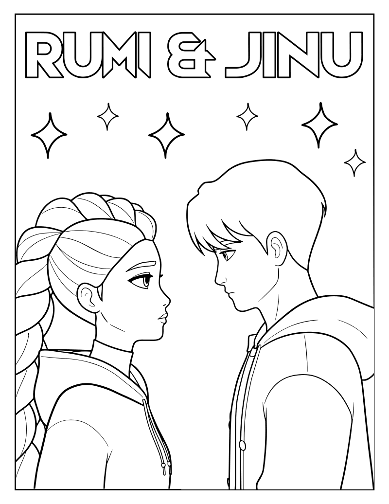 Раскраска - Кейпоп-охотницы на демонов - Руми и Джину Saja Boys