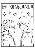 Раскраска - Кейпоп-охотницы на демонов - Руми и Джину Saja Boys