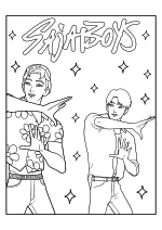 Раскраска - Кейпоп-охотницы на демонов - Saja Boys Эбс и Джину