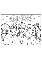 Раскраска - Кейпоп-охотницы на демонов - Группа "Saja Boys"