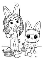 Раскраска - Кукольный домик Габби - Габби и Пэнди с пасхальными яйцами