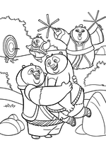 Раскраска - Кунг-фу панда 3 - Панды рады встрече с По