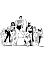 Раскраска - Лига Справедливости - Команда супергероев Лиги Справедливости
