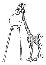 Раскраска - Мадагаскар - Глория на ходулях и жираф Мелман