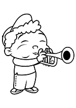 Раскраска Квинси играет на трубе