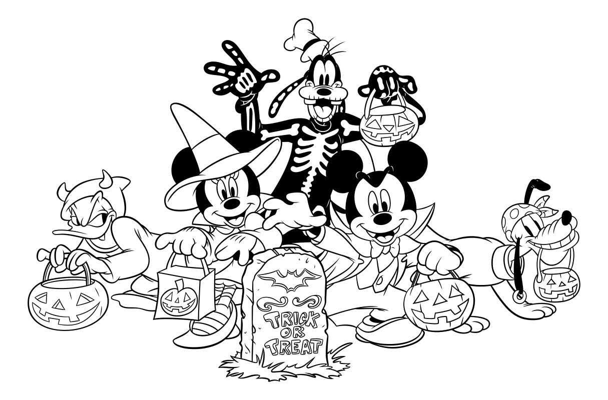 Раскраска - Микки Маус и друзья - Микки и его друзья - Хеллоуин