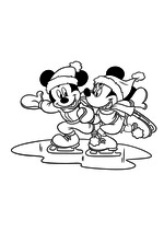 Раскраска - Микки Маус и друзья - Микки и Минни катаются на коньках