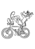 Раскраска - Микки Маус и друзья - Гуфи на велосипеде