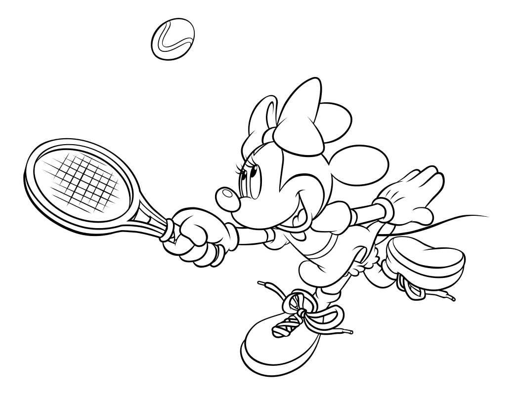 Раскраска - Микки Маус и друзья - Минни играет в теннис