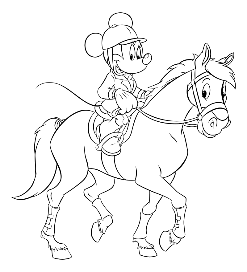 Раскраска - Микки Маус и друзья - Микки Маус верхом на лошади