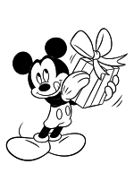 Раскраска - Микки Маус и друзья - Микки Маус с подарком