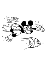 Раскраска - Микки Маус и друзья - Микки Маус плывёт под водой
