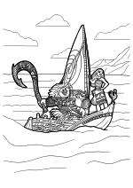 Раскраска - Моана - Принцесса Моана и Мауи на лодке Раскраска - Моана - Принцесса Моана и Мауи на лодке