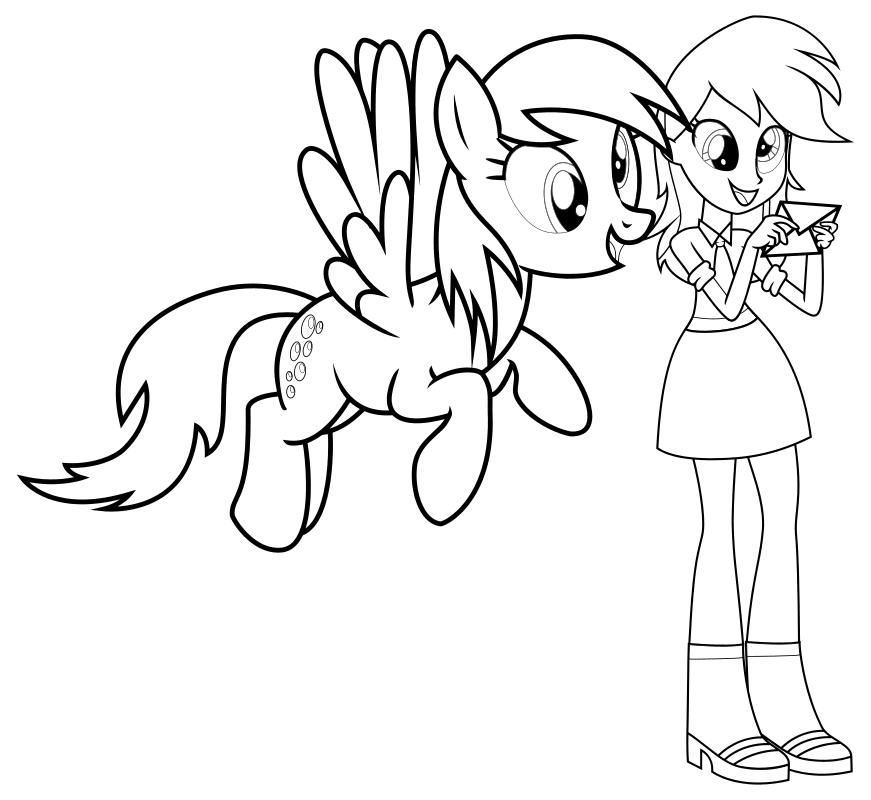 Раскраска - Мой маленький пони: Девочки из Эквестрии - Дерпи пони и Дерпи девочка