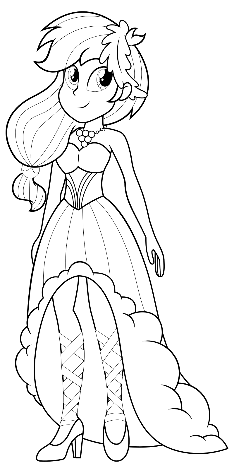 Раскраска Радуга Дэш в платье