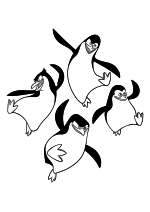 Раскраска - Пингвины Мадагаскара - Пингвины Рико, Шкипер, Ковальски и Прапор