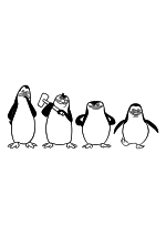 Раскраска - Пингвины Мадагаскара - Пингвины Ковальски, Рико, Шкипер и Рядовой