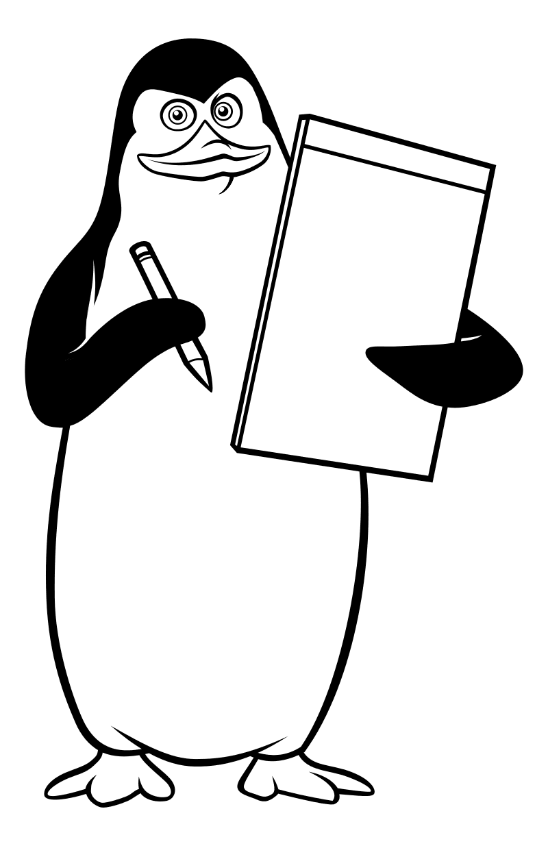 Раскраска - Пингвины Мадагаскара - Пингвин Ковальски
