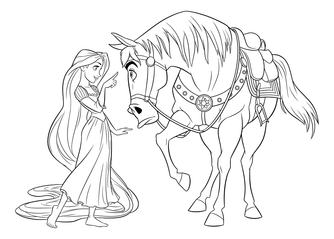 Рапунцель конь Максимус раскраска