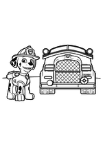 Раскраска - Щенячий патруль - Маршал и пожарный фургон