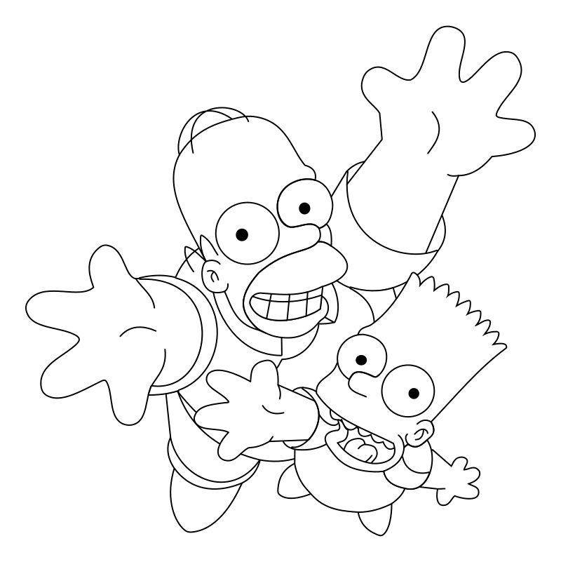 Раскраска - Симпсоны - Гомер и Барт Симпсоны