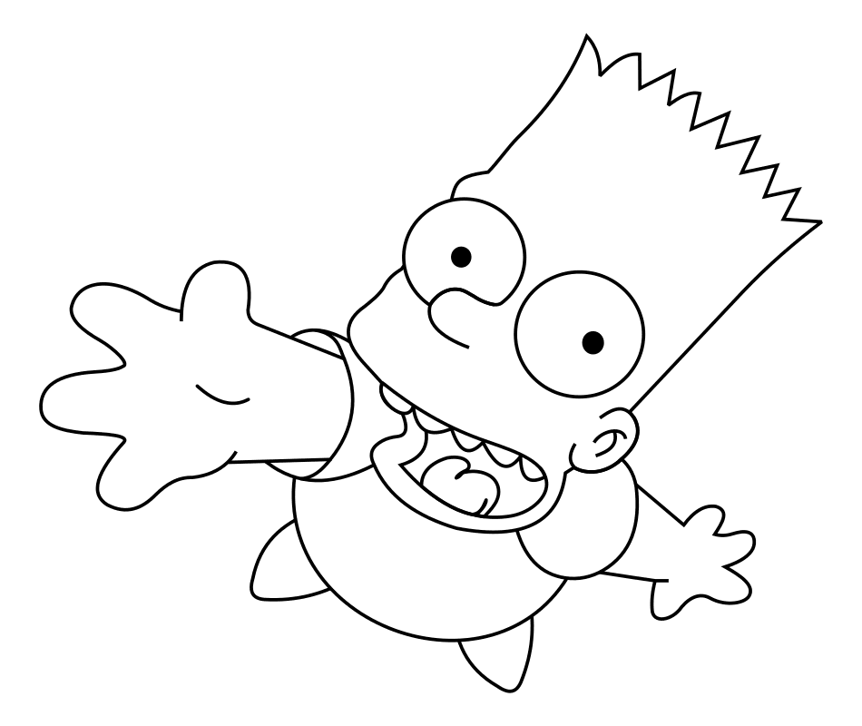 Раскраска - Симпсоны - Барт тянет руку