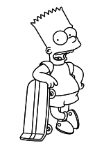 Раскраска - Симпсоны - Барт с скейтбордом