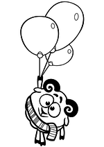 Раскраска - Смешарики - Бараш с воздушными шарами