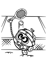 Раскраска - Смешарики - Биби играет в теннис