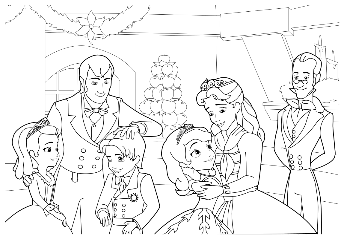 Раскраска Праздник Софии с семьёй