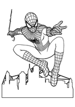 Раскраска - Совершенный Человек-паук - Человек-паук над городом