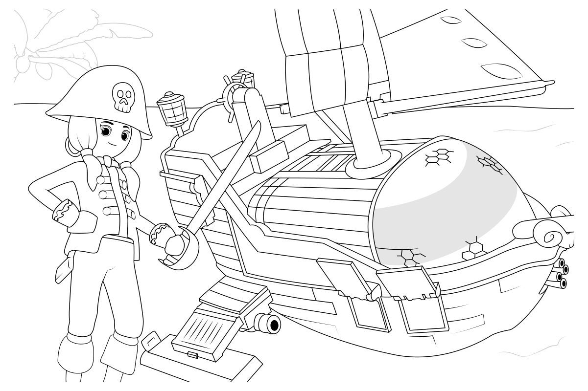 Раскраска - Супер 4 - Руби и пиратский корабль