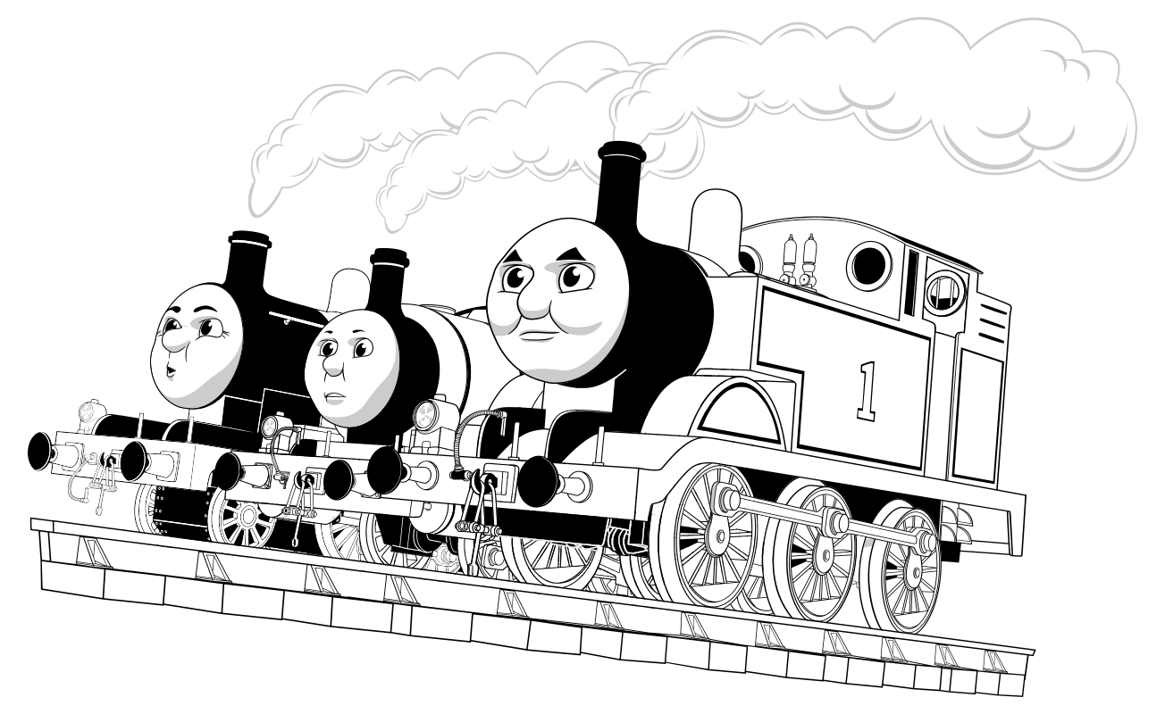Раскраска - Томас и его друзья - Томас с друзьями