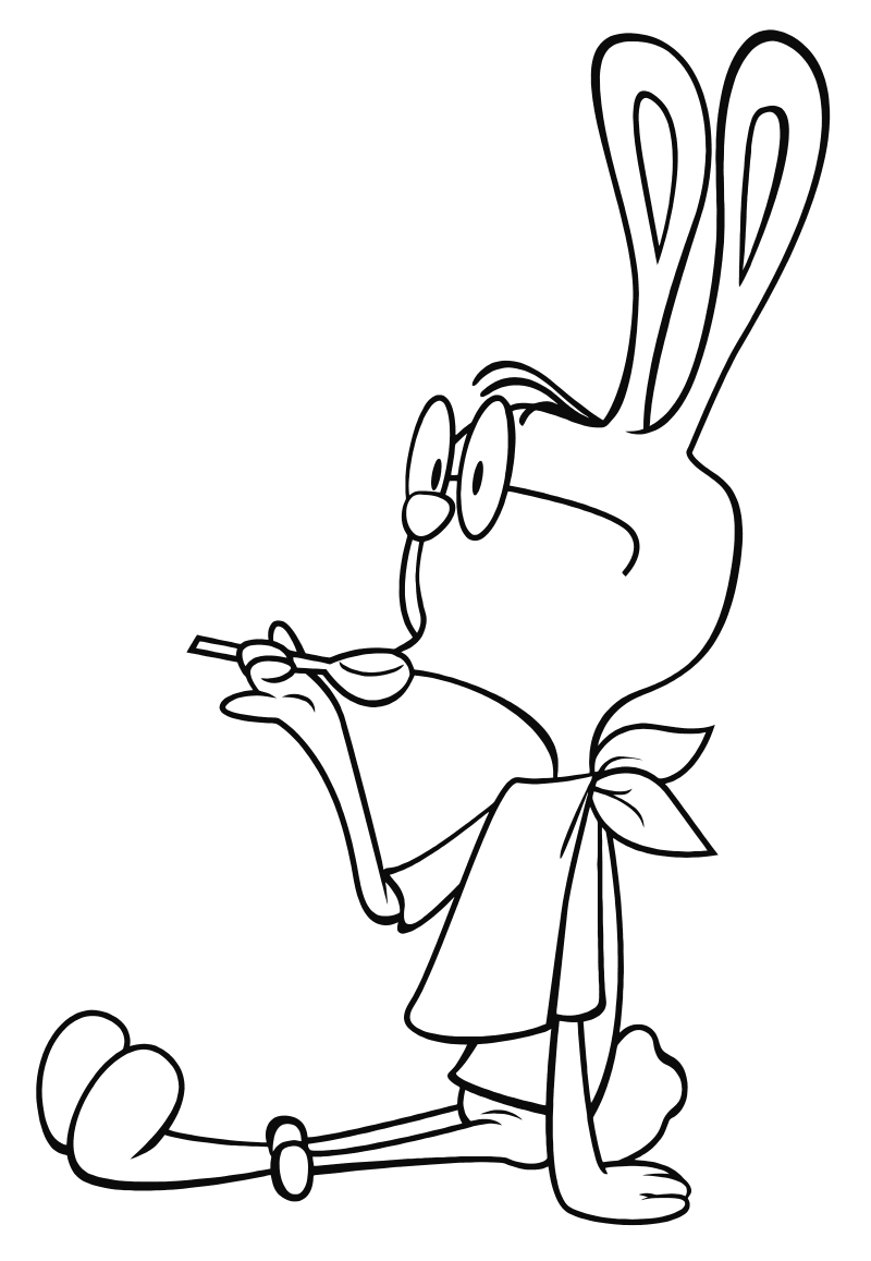 Раскраска Кролик пробует мёд
