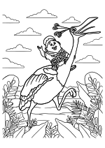 Раскраска - Вверх - Рассел едет на Кевине