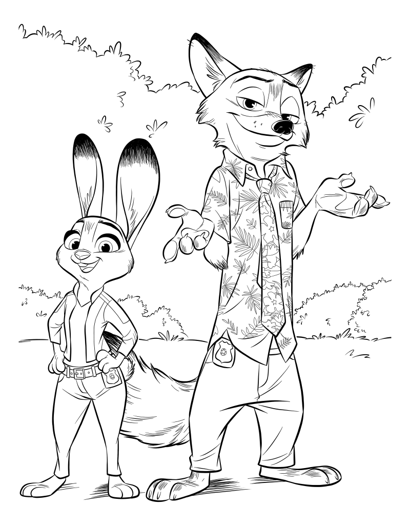Раскраска - Зверополис 2 - Джуди Хопс и Ник Уайлд