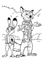 Раскраска - Зверополис 2 - Джуди Хопс и Ник Уайлд